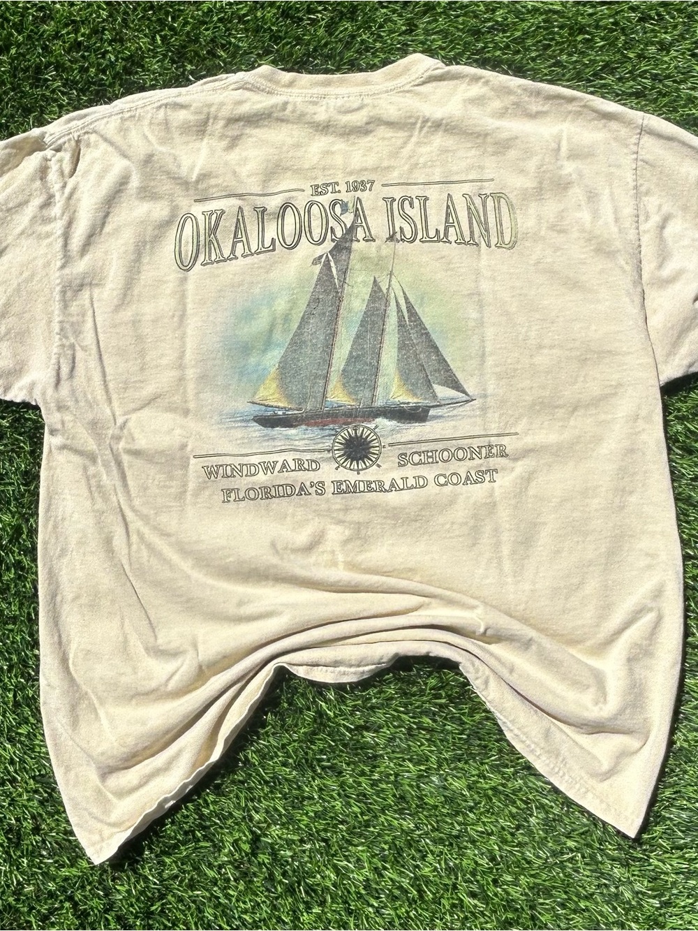 Winward Beige Okaloosa Island Sailboat Graphic Tee